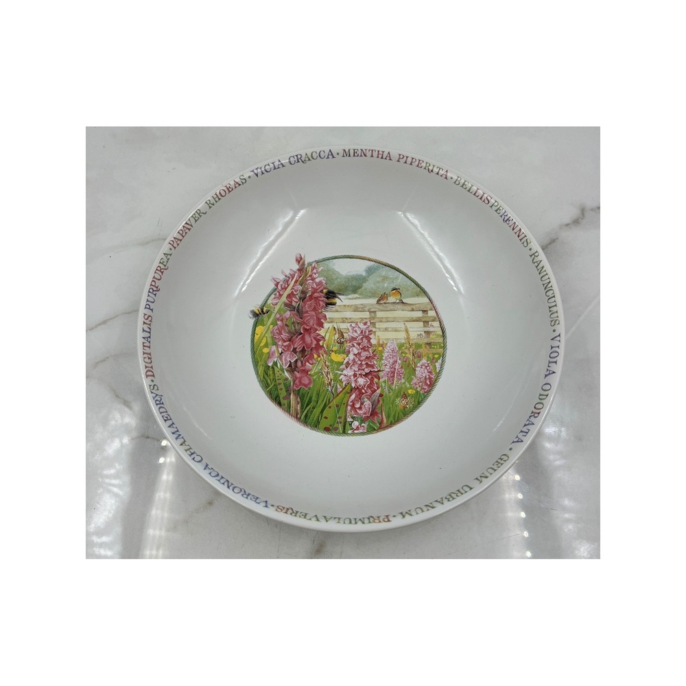 Vtg Marjolein Bastin Wildflower Meadow Pasta Soup Bowl Botanical Bees Birds 8.5"